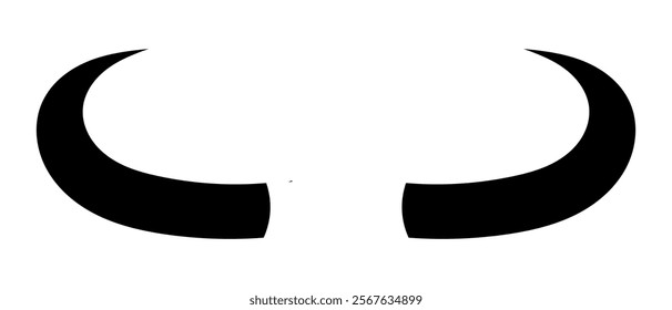 Black silhouette of devil horn. Demon horn symbol. Vector illustration isolated on white background.