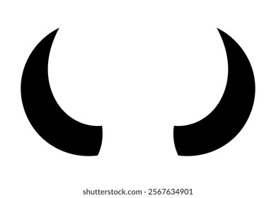 Black silhouette of devil horn. Demon horn symbol. Vector illustration isolated on white background.