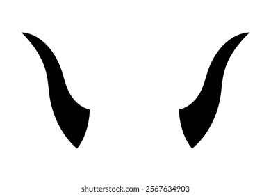 Black silhouette of devil horn. Demon horn symbol. Vector illustration isolated on white background.