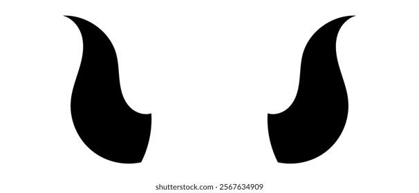 Black silhouette of devil horn. Demon horn symbol. Vector illustration isolated on white background.