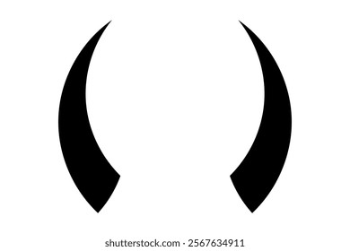 Black silhouette of devil horn. Demon horn symbol. Vector illustration isolated on white background.