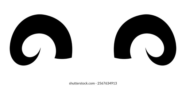 Black silhouette of devil horn. Demon horn symbol. Vector illustration isolated on white background.