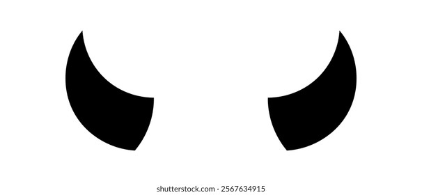 Black silhouette of devil horn. Demon horn symbol. Vector illustration isolated on white background.