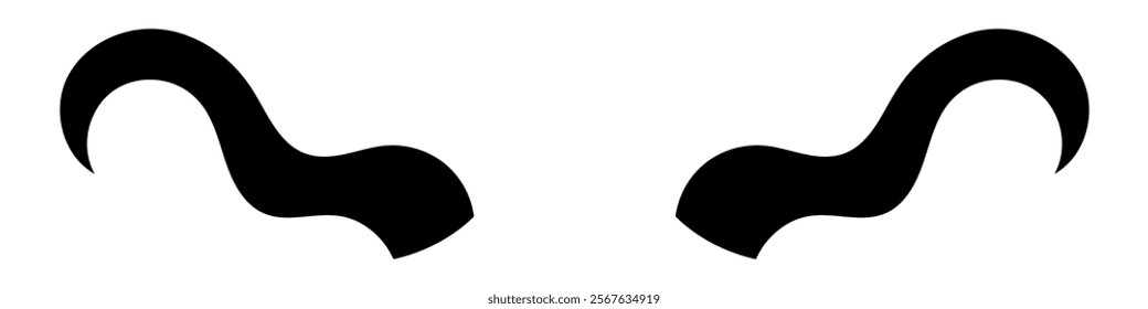 Black silhouette of devil horn. Demon horn symbol. Vector illustration isolated on white background.