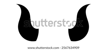 Black silhouette of devil horn. Demon horn symbol. Vector illustration isolated on white background.