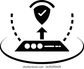 Black silhouette of a digital vpn tunnel icon representing secure network connection