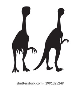 Black silhouette dinosaur isolated on white background