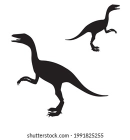 Black silhouette dinosaur isolated on white background