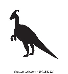 Black silhouette dinosaur isolated on white background