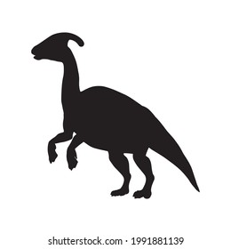 Black silhouette dinosaur isolated on white background