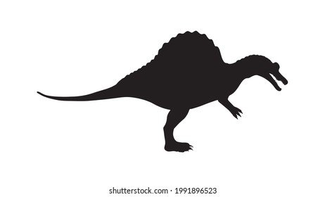 Black silhouette dinosaur isolated on white background