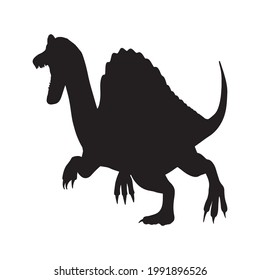 Black silhouette dinosaur isolated on white background