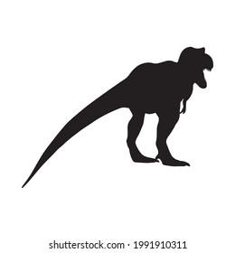 Black silhouette dinosaur isolated on white background