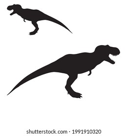 Black silhouette dinosaur isolated on white background