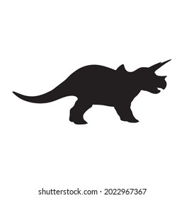Black silhouette dinosaur isolated on white background