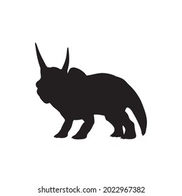 Black silhouette dinosaur isolated on white background