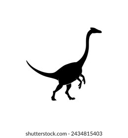 Black silhouette a dinosaur side view 