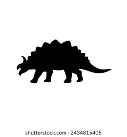 Black silhouette a dinosaur side view 