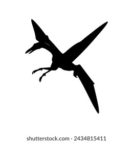 Black silhouette a dinosaur side view 