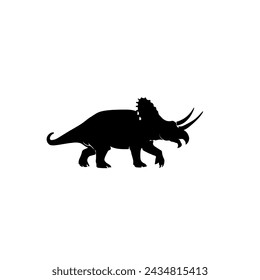 Black silhouette a dinosaur side view 