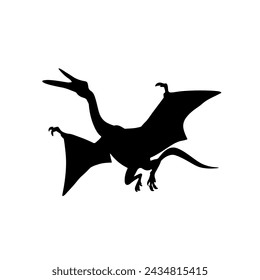 Black silhouette a dinosaur side view 