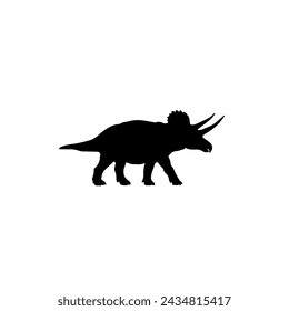 Black silhouette a dinosaur side view 