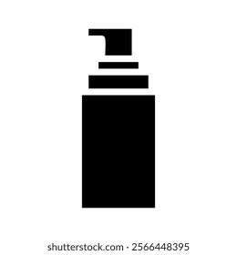 Black silhouette of a dispenser bottle. Concept of hygiene, cleanliness, and skincare.