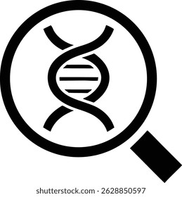 Black silhouette dna helix vector graphic illustration with medical research concept