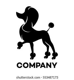 The black silhouette of the dog breed poodle logo