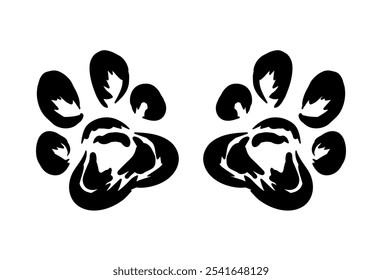 Black silhouette of a dog or cat paw print on a white background