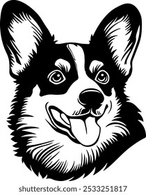 black silhouette of a dog or corgi without background