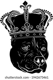 black silhouette of Dog with crown illustration in white background