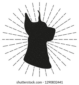 Black silhouette of a dog. Dobermann. Vector illustration.