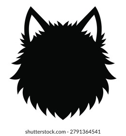 Black silhouette of a dog head with pointy ears and furry texture icon