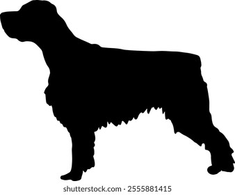 Black silhouette of a dog isolated on a transparent background. Flat vector illustration