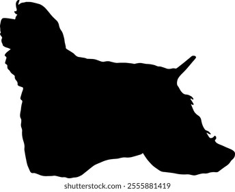 Black silhouette of a dog isolated on a transparent background. Flat vector illustration