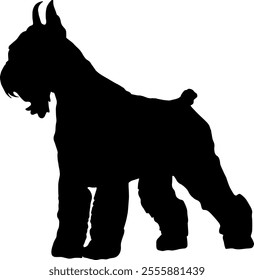 Black silhouette of a dog isolated on a transparent background. Flat vector illustration