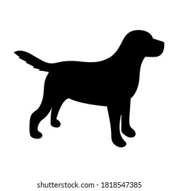Black silhouette of a dog on a white background. Vector illustration.
