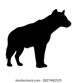 A black silhouette of a dog in profile view, showcasing its shape and posture without background distractions.