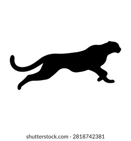A black silhouette of a dog running, capturing the dynamic movement and agility of the animal in a sleek, minimalist style.