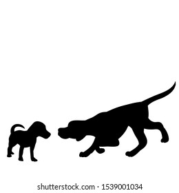  black silhouette of a dog walking