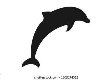 Black silhouette of dolphin.