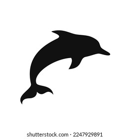 Black silhouette of a dolphin sign on a white background