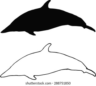 black silhouette of a dolphin swimming, free logo