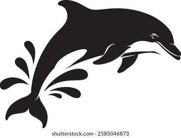 Black silhouette of a dolphin vector art design