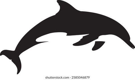 Black silhouette of a dolphin vector art design