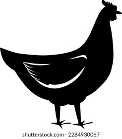 Black silhouette of domestic birds. Vector illustration of a chicken.