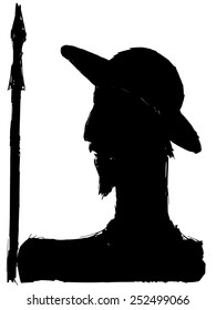 black silhouette of Don Quixote