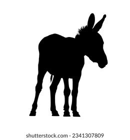 Silueta negra de un burro aislado sobre fondo blanco. logotipo vectorial de una mula. icono negro de un caballo. ilustración vectorial de un john.