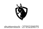 A black silhouette of a donkey